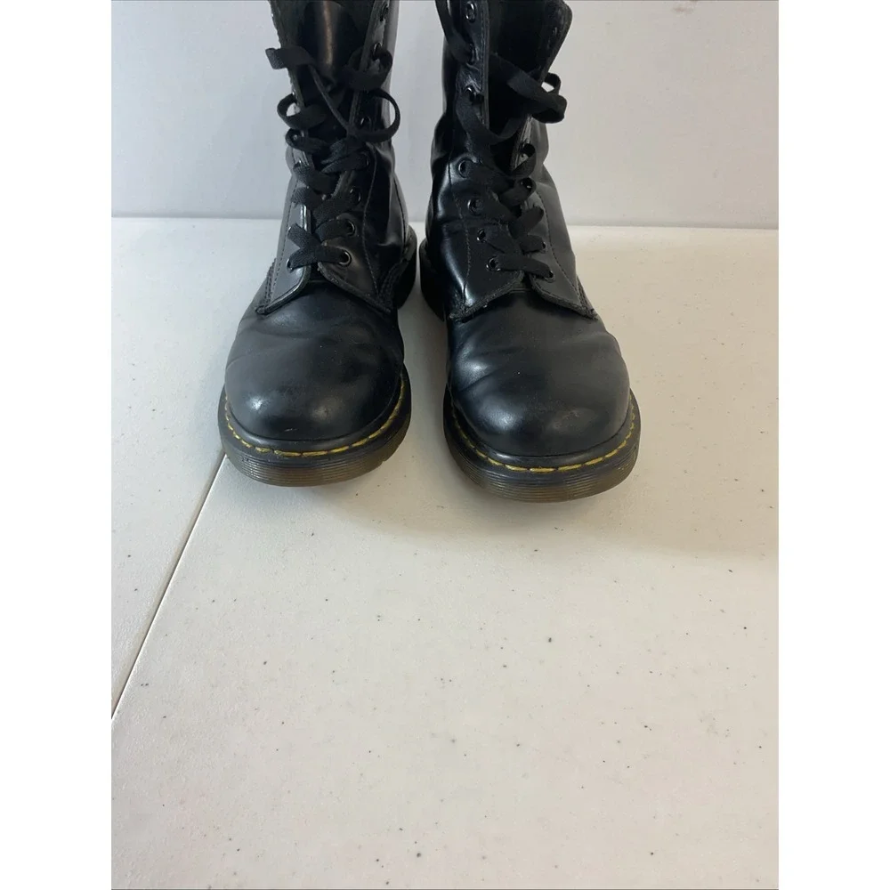 Dr. Martens 1460 Pascal Men's Size 9 Smooth‎ Leather Black Yellow Lace Up Boots